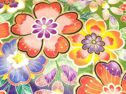 平和屋着物[]七五三　女の子　７歳　祝着　四つ身　長襦袢(単衣)セット　草花文　暈し染め　金彩　未使用　DABA3842ma