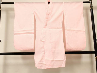平和屋着物[]七五三　女の子　７歳　祝着　四つ身　長襦袢(単衣)セット　鴛鴦　御所車鞠花文　暈し染め　金彩　未使用　DABA3846ma
