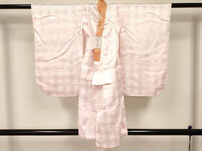 平和屋着物[]七五三　女の子　３歳　祝着　三つ身　長襦袢(袷・半衿刺繍)セット　駒刺繍　鈴花文　金彩　逸品　DABA3854ma