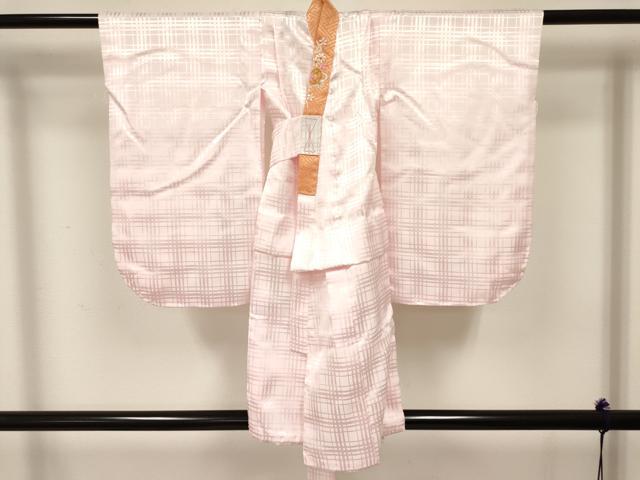 平和屋着物[]七五三　女の子　３歳　祝着　三つ身　長襦袢(袷・半衿刺繍)セット　駒刺繍　鈴花文　金彩　逸品　DABA3854ma
