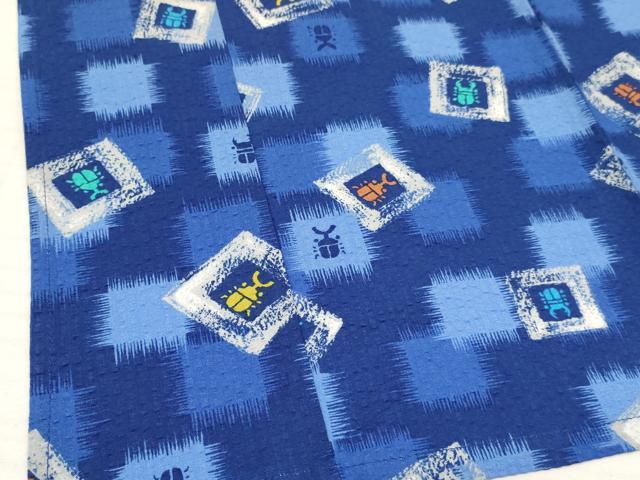 平和屋着物＊夏物 浴衣 子供 男の子 １~２歳用 カブト虫 綿 逸品 未使用 DABA3855ma
