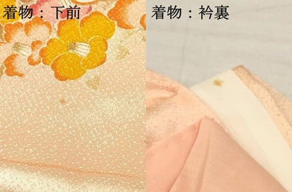 平和屋着物[]七五三　女の子　３歳　祝着　三つ身　長襦袢(無双仕立て・半衿刺繍)セット　駒刺繍　鞠花文　暈し染め　金彩　DABA3861ma