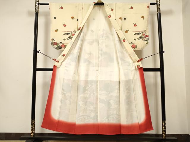 平和屋着物∵女の子 十三参り 子供 祝着 型染 吉祥花文 鬼しぼ縮緬 逸品 DABA3862ma