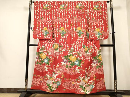 平和屋着物∵女の子 十三参り 子供 祝着 飛鳥牡丹花文 金彩 逸品 DABA3864ma