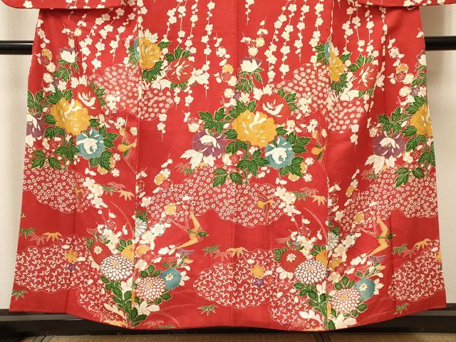 平和屋着物∵女の子 十三参り 子供 祝着 飛鳥牡丹花文 金彩 逸品 DABA3864ma