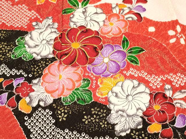 平和屋着物[]七五三　女の子　７歳　祝着　四つ身　駒刺繍　絞り　辻が花　金彩　DABA3868ma