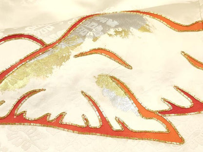 平和屋着物[]七五三　女の子　７歳　祝着　四つ身　駒刺繍　風景花文　金銀彩　逸品　DABA3869ma