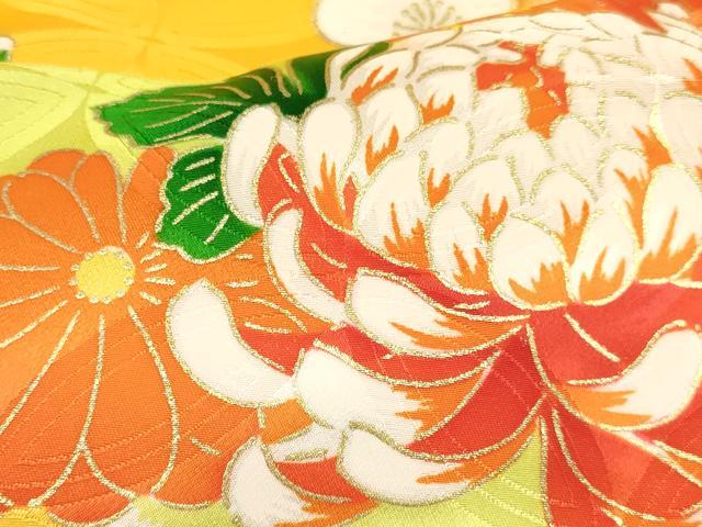 平和屋着物[]七五三　女の子　７歳　祝着　四つ身　駒刺繍　牡丹花文　金彩　DABA3871ma