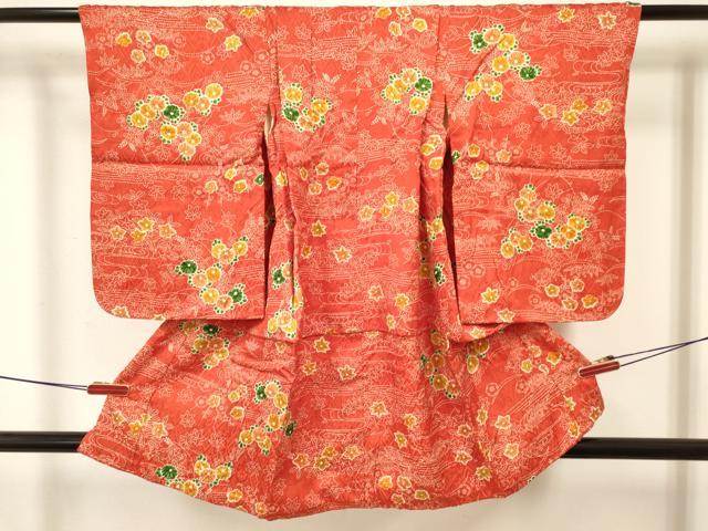平和屋着物[]七五三 女の子 ３歳 祝着 三つ身 絞り 流水花文 逸品 DABA3873ma