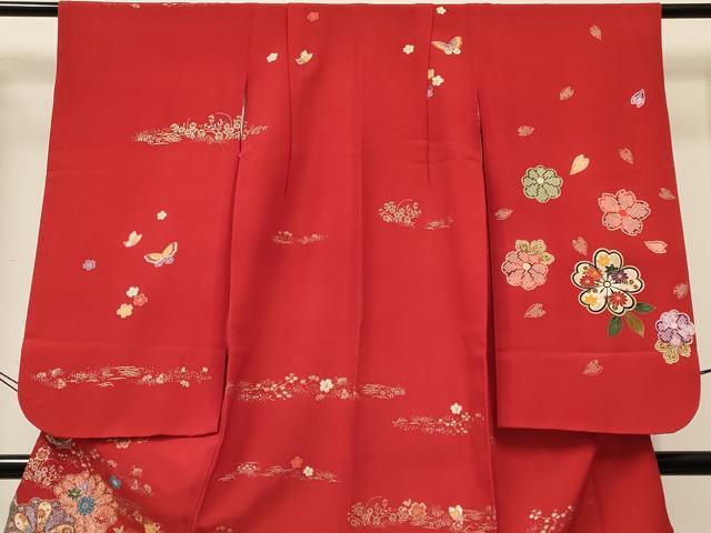 平和屋着物[]七五三　女の子　７歳　祝着　四つ身　花蝶丸文　金彩　逸品　DABA3877ma