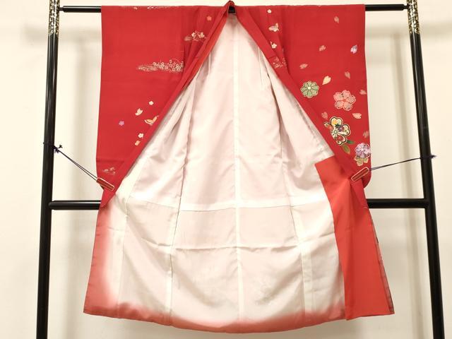 平和屋着物[]七五三　女の子　７歳　祝着　四つ身　花蝶丸文　金彩　逸品　DABA3877ma