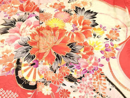 平和屋着物[]七五三　女の子　７歳　祝着　四つ身　駒刺繍　道長花車文　金彩　逸品　DABA3887ma