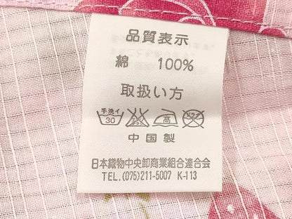 平和屋着物＊夏物 綿紅梅 浴衣 女の子 子供 苺 舞花文 綿 逸品 DABA3893ma