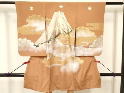 平和屋着物[]七五三　男の子　子供　祝着　エ霞風景文　暈し染め　金銀彩　逸品　DABA3899ma