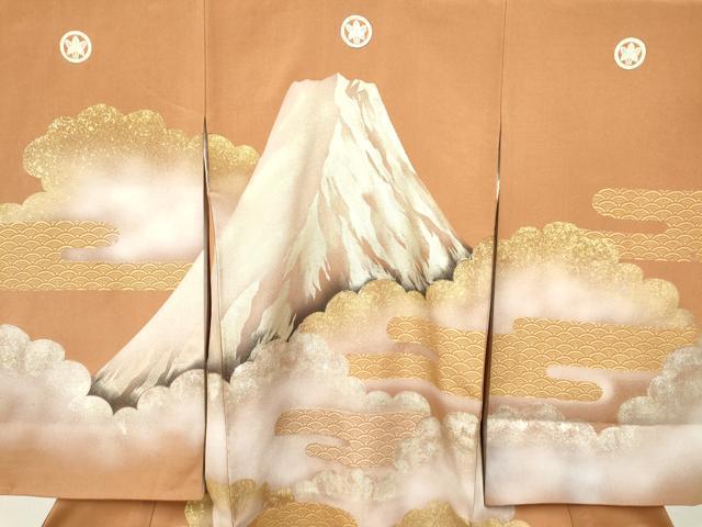 平和屋着物[]七五三　男の子　子供　祝着　エ霞風景文　暈し染め　金銀彩　逸品　DABA3899ma