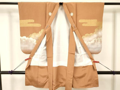 平和屋着物[]七五三　男の子　子供　祝着　エ霞風景文　暈し染め　金銀彩　逸品　DABA3899ma