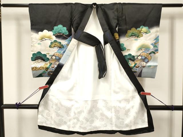平和屋着物[]お宮参り　男の子　祝着　産着　初着　のしめ　刺繍　鷹 鷲 龍 兜 束ね熨斗笹松文　暈し染め　金彩　逸品　未使用　DABA3901ma