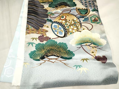 平和屋着物[]お宮参り　男の子　祝着　産着　初着　のしめ　刺繍　鷹 鷲 龍 兜 束ね熨斗笹松文　暈し染め　金彩　逸品　未使用　DABA3901ma