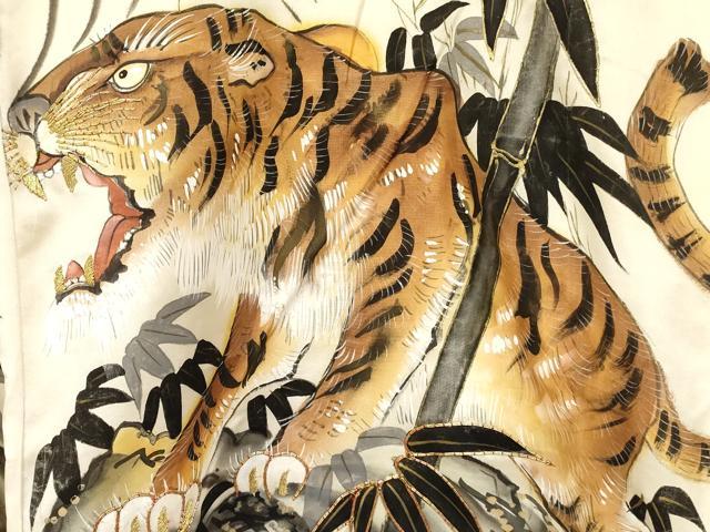 平和屋着物[]お宮参り　男の子　祝着　産着　初着　のしめ　駒刺繍　虎　寅　龍　笹竹文　暈し染め　金彩　逸品　DABA3904ma
