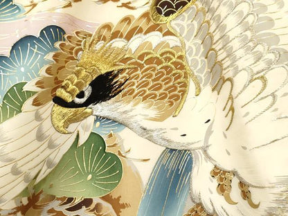 平和屋着物[]お宮参り　男の子　祝着　産着　初着　のしめ　刺繍　鷹　鷲　笹松文　金彩　逸品　DABA3906ma