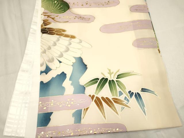 平和屋着物[]お宮参り　男の子　祝着　産着　初着　のしめ　刺繍　鷹　鷲　笹松文　金彩　逸品　DABA3906ma