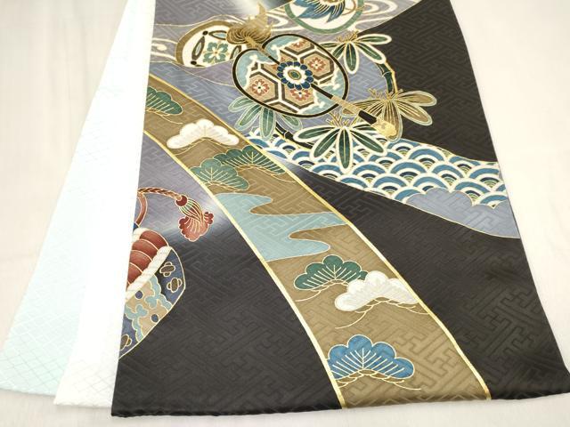 平和屋着物[]お宮参り　男の子　祝着　産着　初着　のしめ　刺繍　鷹　鷲　龍　兜　熨斗吉祥文　暈し染め　金彩　逸品　DABA3910ma
