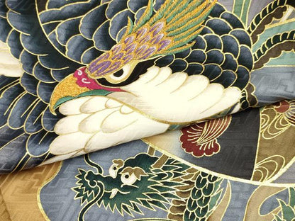 平和屋着物[]お宮参り　男の子　祝着　産着　初着　のしめ　刺繍　鷹　鷲　龍　兜　熨斗吉祥文　暈し染め　金彩　逸品　DABA3910ma
