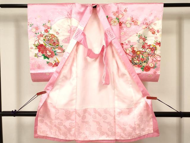 平和屋着物[]お宮参り　女の子　祝着　産着　初着　のしめ　刺繍　折り鶴　鞠花文　金彩　逸品　DABA3915ma