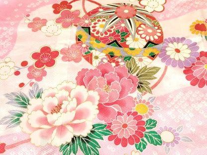 平和屋着物[]お宮参り　女の子　祝着　産着　初着　のしめ　刺繍　折り鶴　鞠花文　金彩　逸品　DABA3915ma