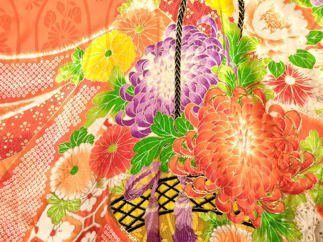 平和屋着物[]お宮参り　女の子　祝着　産着　初着　のしめ　駒刺繍　熨斗花籠文　金彩　逸品　DABA3917ma