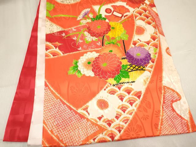平和屋着物[]お宮参り　女の子　祝着　産着　初着　のしめ　駒刺繍　熨斗花籠文　金彩　逸品　DABA3917ma