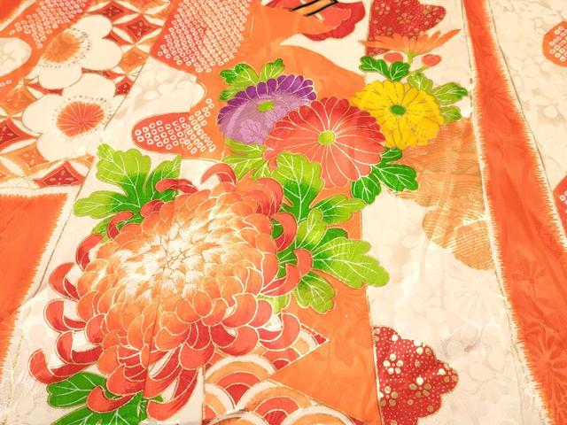 平和屋着物[]お宮参り　女の子　祝着　産着　初着　のしめ　駒刺繍　熨斗花籠文　金彩　逸品　DABA3917ma
