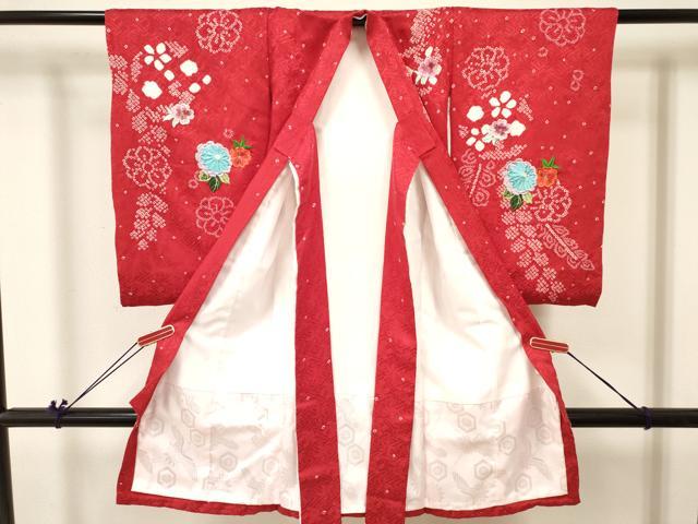 平和屋着物[]お宮参り　女の子　祝着　産着　初着　のしめ　刺繍　絞り　鞠花文　金糸　逸品　DABA3919ma