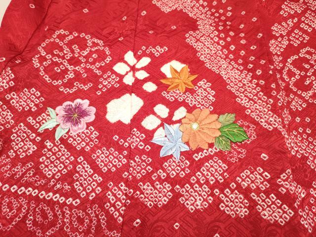 平和屋着物[]お宮参り　女の子　祝着　産着　初着　のしめ　刺繍　絞り　鞠花文　金糸　逸品　DABA3919ma