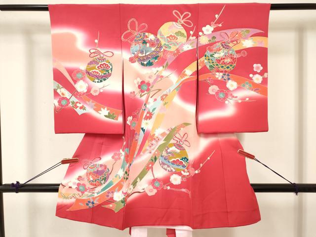 平和屋着物[]お宮参り　女の子　祝着　産着　初着　のしめ　熨斗鈴花文　暈し染め　金銀彩　逸品　DABA3921ma