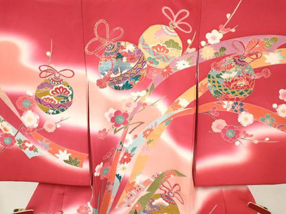 平和屋着物[]お宮参り　女の子　祝着　産着　初着　のしめ　熨斗鈴花文　暈し染め　金銀彩　逸品　DABA3921ma