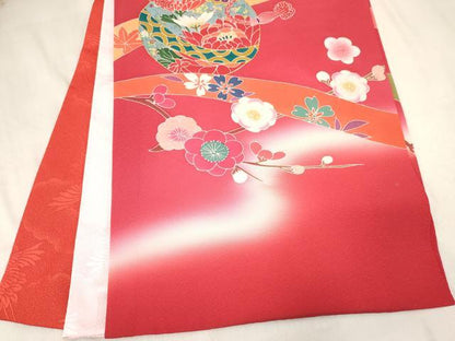 平和屋着物[]お宮参り　女の子　祝着　産着　初着　のしめ　熨斗鈴花文　暈し染め　金銀彩　逸品　DABA3921ma