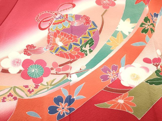 平和屋着物[]お宮参り　女の子　祝着　産着　初着　のしめ　熨斗鈴花文　暈し染め　金銀彩　逸品　DABA3921ma