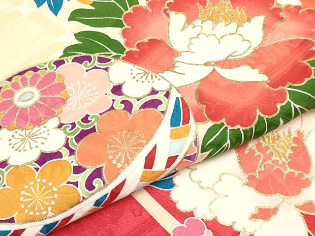 平和屋着物[]お宮参り　女の子　祝着　産着　初着　のしめ　鞠牡丹花文　暈し染め　金彩　逸品　DABA3923ma