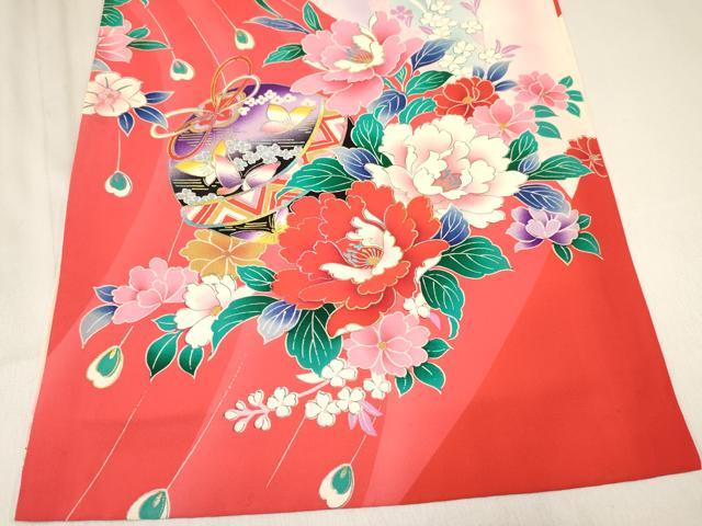 平和屋着物[]お宮参り　女の子　祝着　産着　初着　のしめ　鞠花蝶文　暈し染め　金銀彩　逸品　DABA3924ma