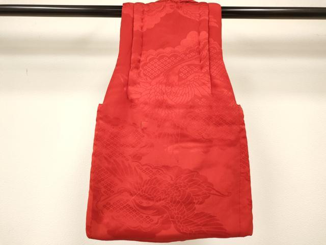 平和屋着物[]七五三　女の子　子供　被布　飛鶴地紋　茜色　逸品　DABA3926ma