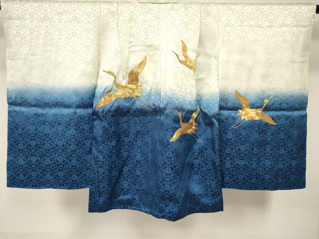 平和屋着物[]七五三　男の子　祝着・羽織セット　駒刺繍　総刺繍　飛鶴　暈し染め　逸品　DABA3933ma