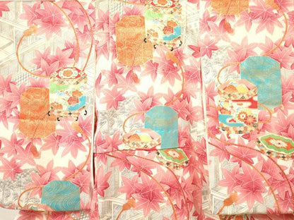 平和屋着物[]七五三　女の子　３歳　祝着　三つ身　貝桶花文　金彩　逸品　DABA3934ma