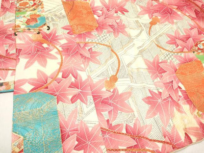 平和屋着物[]七五三　女の子　３歳　祝着　三つ身　貝桶花文　金彩　逸品　DABA3934ma