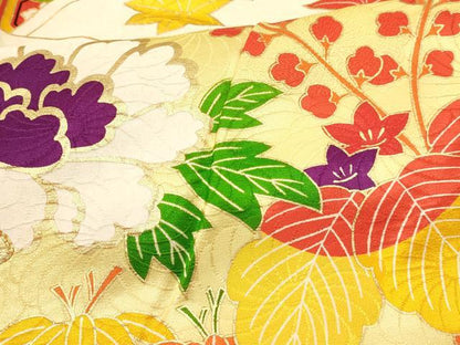 平和屋着物[]七五三　女の子　７歳　祝着　四つ身　駒刺繍　重ね山花文　金彩　逸品　DABA3937ma