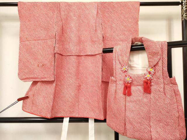 平和屋着物[]七五三　女の子　３歳　祝着　三つ身　被布セット　総絞り　逸品　DABA3940ma
