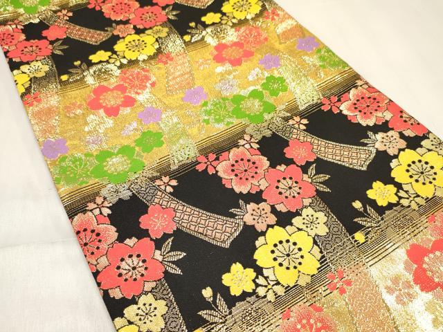 平和屋着物[]七五三　子供　女の子　全通柄袋帯　短冊花文　金糸　逸品　DABA3942ma