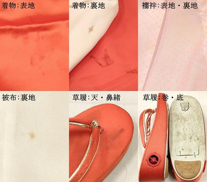 平和屋着物[]七五三　女の子　３歳　祝着　三つ身　長襦袢(無双仕立て)・被布・小物セット　飛鶴鈴花文　金彩　箱付き　DABA3944ma