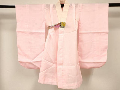 平和屋着物[]七五三　女の子　３歳　祝着　三つ身　長襦袢(無双仕立て)・被布・小物セット　飛鶴鈴花文　金彩　箱付き　DABA3944ma