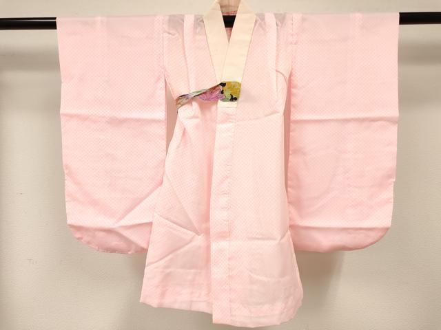 平和屋着物[]七五三　女の子　３歳　祝着　三つ身　長襦袢(無双仕立て)・被布・小物セット　飛鶴鈴花文　金彩　箱付き　DABA3944ma